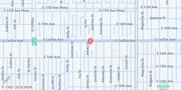 Map showing House of Purpose at 1470 Jersey St., Denver, CO