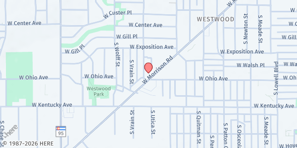 Map showing Jewish Family Services- Denver Indian Center at 4407 Morrison Rd, Denver, CO