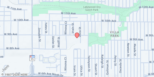 Map showing Jewish Family Services- Juanita Nolasco Residences at 4550 W 9th Ave, Denver, CO