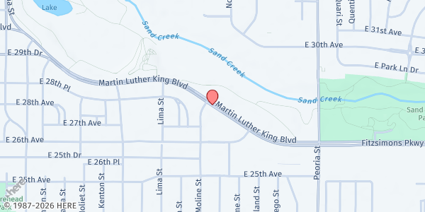 Map showing Kaizen Community Pop Up- Montbello at 11650 M.L.K. Jr Blvd, Denver, CO