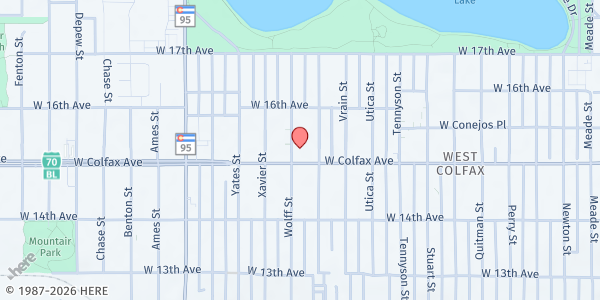 Map showing Mobile Food Pantry - Bienvenidos Food Bank at 4747 W. Colfax Ave., Denver, CO