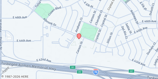 Map showing Montbello Manor - Volunteers of America at 4355 Carson St., Denver, CO