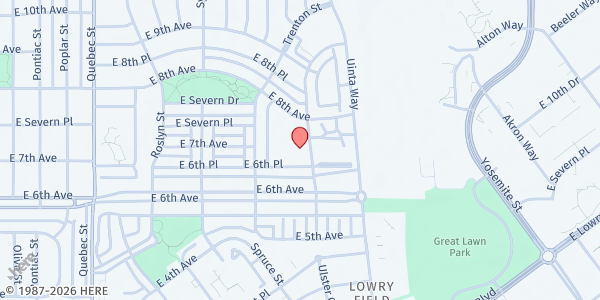 Map showing Montclair Recreation Center at 729 Ulster Way, Denver, CO
