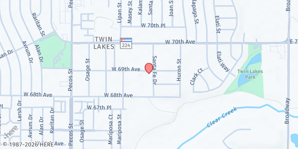 Map showing Mountain View Community COGOP at 1020 W. 69th Ave., Denver, CO