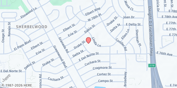 Map showing Mt. Zion Lutheran Church Food Pantry at 500 Drake St., Denver, CO