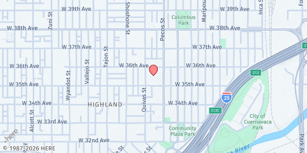 Map showing Rocky Mountain SER at 3545 N. Pecos St., Denver, CO