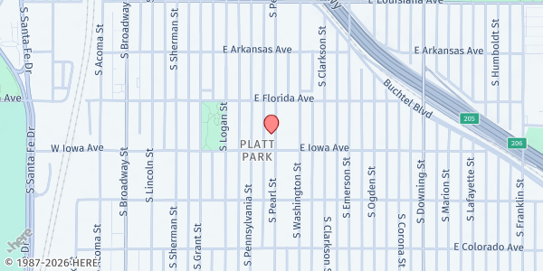 Map showing Ruby's Market at 1569 S. Pearl St., Denver, CO