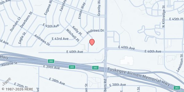 Map showing Sable Ridge Senior Residences at 15255 E 40th Ave, Denver, CO