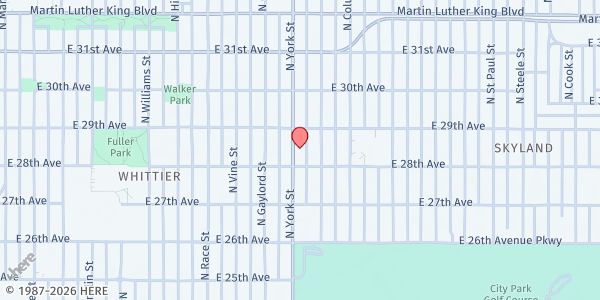 Map showing Saint Ignatius Loyola Catholic Church at 2301 York St., Denver, CO