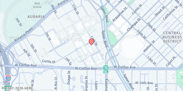 Map showing St. Elizabeth's of Hungary Catholic Church at 1060 St. Francis Way, Denver, CO