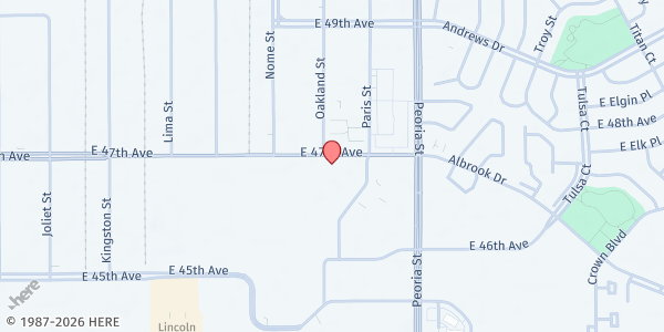 Map showing Struggle of Love Foundation - Academy 360 at 12000 E. 47th Ave., Denver, CO