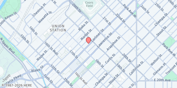 Map showing Sunset Park Senior Center at 1865 Larimer St., Denver, CO