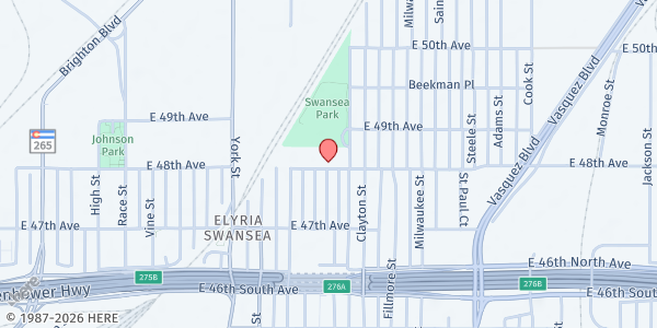 Map showing We Don't Waste – Focus Points at 2645 E. 48th Ave., Denver, CO