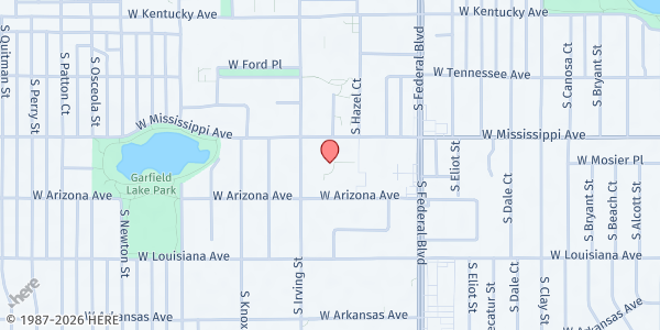 Map showing We Don't Waste - Mobile Food Market - Lalo Delgado Campus at 3201 W Arizona Ave, Denver, CO