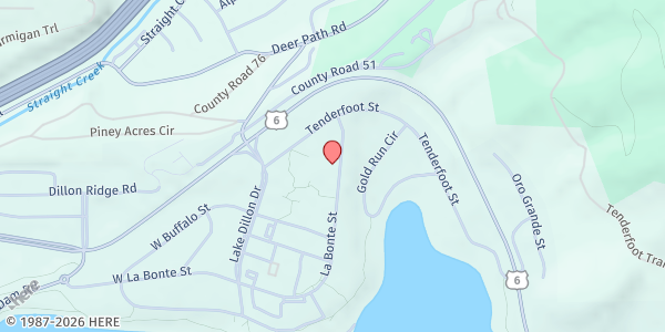 Map showing Dillon Community Church Food Bank at 401 E. La Bonte St., Dillon, CO