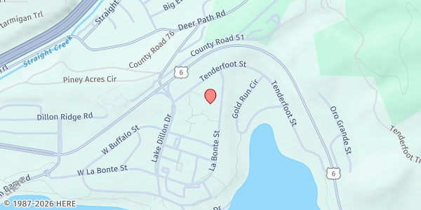 Map showing Dillon Community Church Food Bank at 371 La Bonte St, Dillon, CO