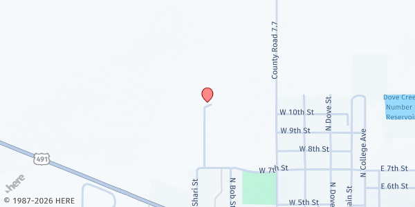 Map showing Dolores County Senior Services - Dove Creek at 8540 Rd 7.2, Dove Creek, CO