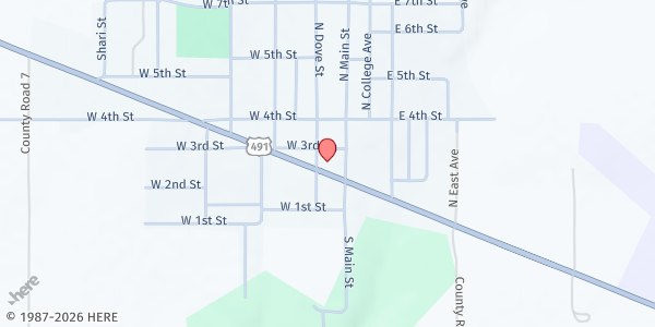 Map showing Dove Creek Care & Share at 214 US-491, Dove Creek, CO