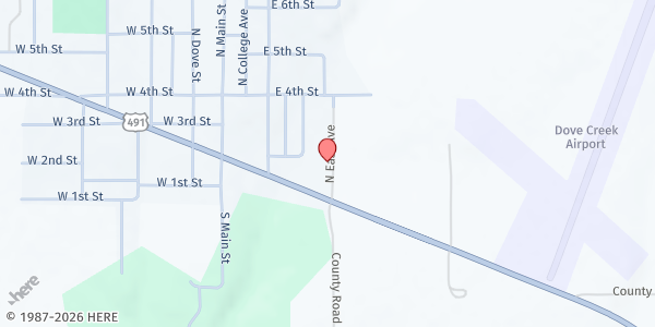 Map showing ROCK - Reaching Out to Community and Kids at 128 E. Hwy 491, Dove Creek, CO
