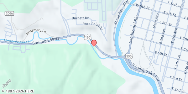 Map showing Community Compassion Outreach - Durango at 21738 US-160, Durango, CO