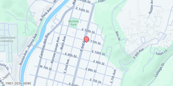 Map showing First Baptist Durango at 332 E 11th St, Durango, CO