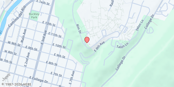 Map showing Grub Hub- Fort Lewis College at 1000 Rim Dr., Durango, CO