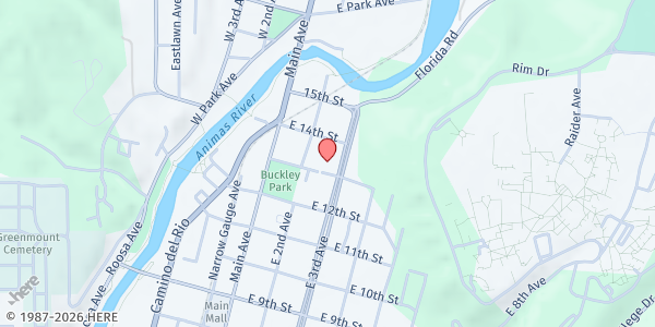 Map showing Local First La Plata at 1309 E 3rd Ave #111, Durango, CO