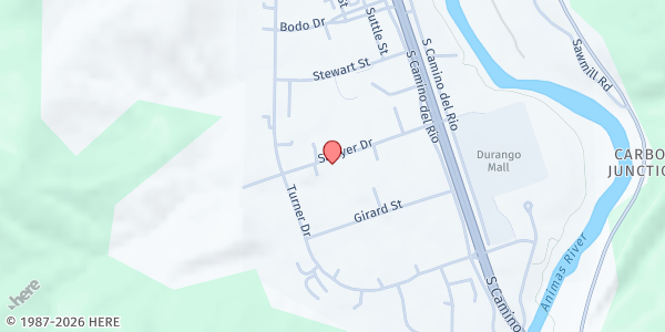 Map showing The Good Food Collective - Durango at 278 Sawyer Dr Suite 1A, Durango, CO