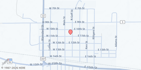Map showing Eads United Methodist Church at 110 E 11th St, Eads, CO