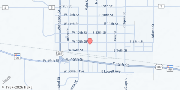 Map showing Kiowa County DSS at 1307 Maine St., Eads, CO