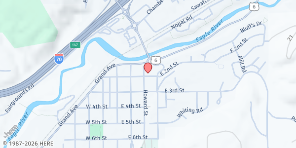 Map showing United Methodist Church at 333 E. 2nd St., Eagle, CO