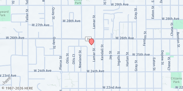 Map showing Kaizen Community Pop-Up: Edgewater at 6400 W 26th Ave, Edgewater, CO