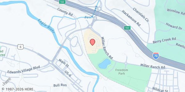 Map showing The Community Market Mobile Pantry - Colorado Mountain College at 150 Miller Ranch Rd., Edwards, CO