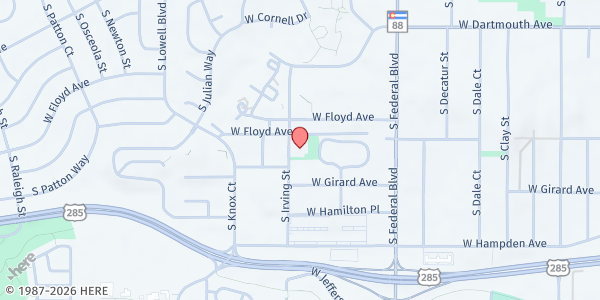 Map showing Integrated Family Community Services at 3370 S Irving St, Englewood, CO