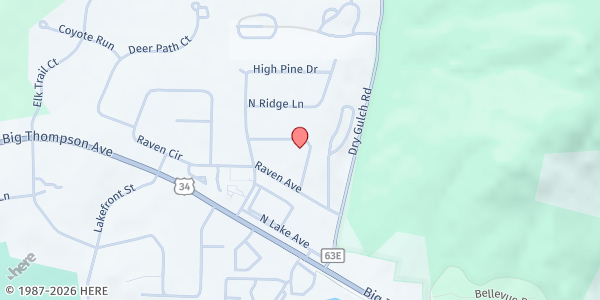 Map showing Estes Park Senior Citizens Center at 1760 Olympian Ln., Estes Park, CO