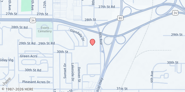 Map showing Immigrant and Refugee Center of Northern Colorado at 3001 8th Ave, Evans, CO