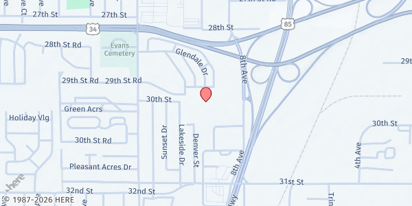 Map showing North Colorado Health Alliance - Evans at 2930 11th Ave., Evans, CO