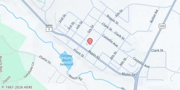 Map showing Rocky Mountain Rural Health - Fairplay at 525 Hathaway St, Fairplay, CO