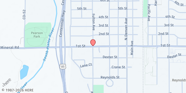 Map showing Meals on Wheels Tri-County - Firestone at 300 1st St., Firestone, CO