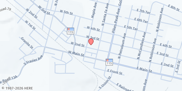 Map showing Florence Church of Christ at 220 W 2nd St, Florence, CO