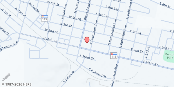 Map showing Manna House at 115 East Main Street, Florence, CO