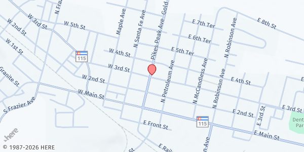 Map showing Pioneer Park at Pioneer Park, Florence, CO