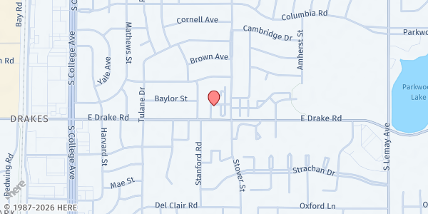 Map showing Antioch Church at 608 E. Drake Rd., Fort Collins, CO