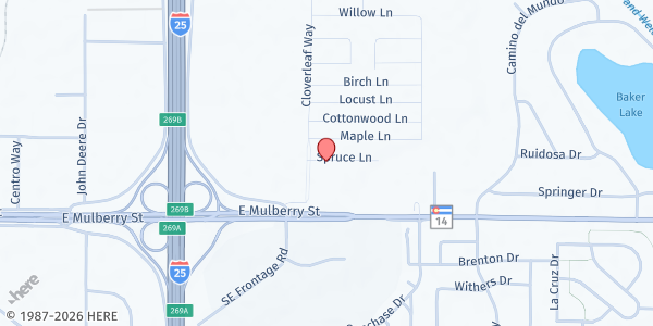 Map showing Cloverleaf MHC at 4412 Mulberry St, Fort Collins, CO