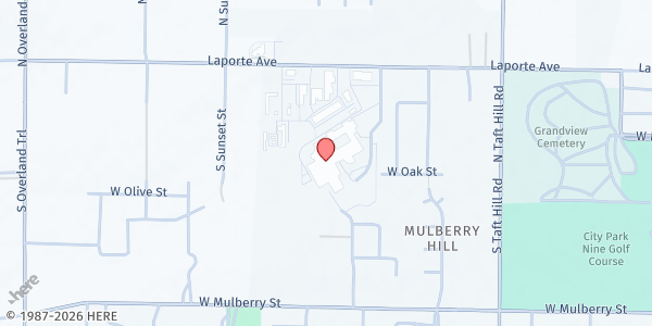Map showing Poudre High School Mobile Market at 201 S Impala Drive, Fort Collins, CO