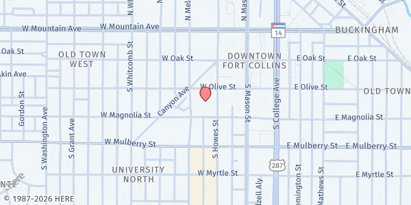 Map showing The Growing Project - Food Distribution Center at , Fort Collins, CO