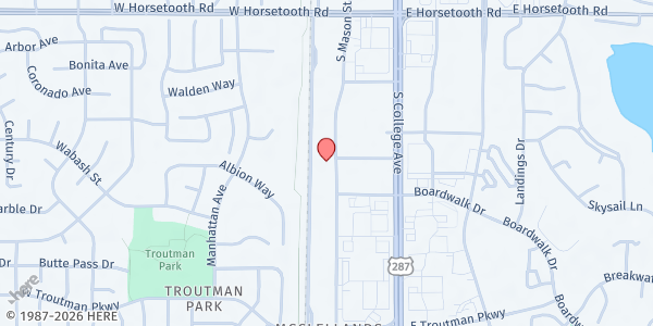 Map showing The Salvation Army Fort Collins at 3901 S Mason St, Fort Collins, CO