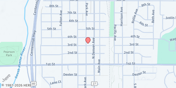 Map showing First United Methodist Church at 306 Park Ave., Fort Lupton, CO