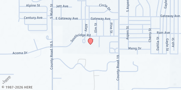 Map showing Kids At Their Best- Gateway Apartments East African Pantry at 414 Southridge Rd, Fort Morgan, CO