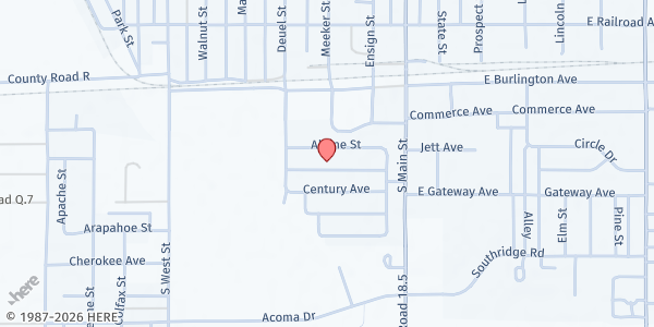 Map showing Kids At Their Best- Landmark Mobile Home Park at 127 Brentwood Ave, Fort Morgan, CO